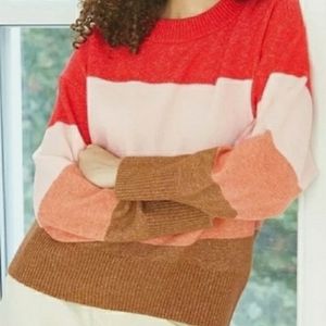 A New Day Color Block Sweater | XL | Red Multi